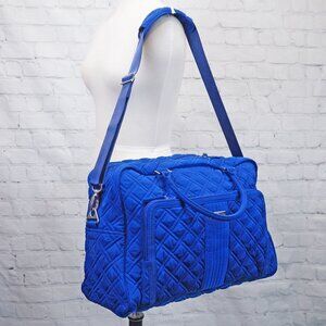 ❤️ vera bradley Royal Blue Quilted Microfiber Medium Weekender Travel Bag